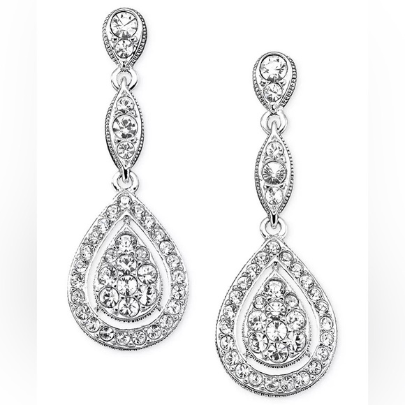 Eliot Danori Silver-tone Raindrop Crystal Earrings - Picture 8 of 10